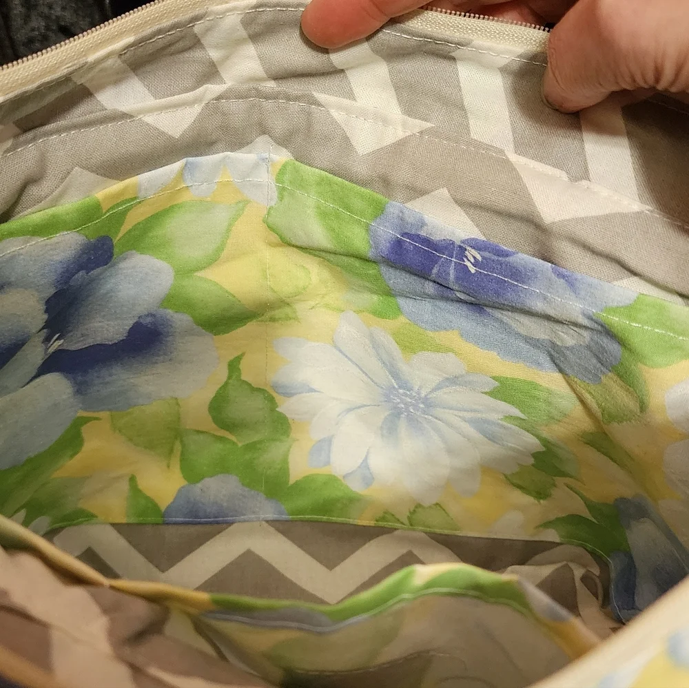 Floral Tote Bag - Blue and Green - Picture 4 of 6